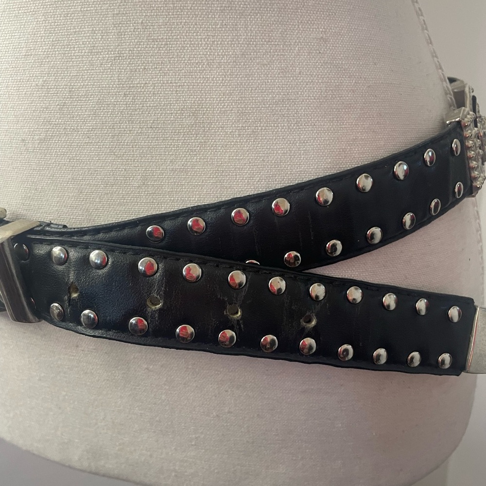 Studded Black Belt with Medusa Head - Picture 5 of 8